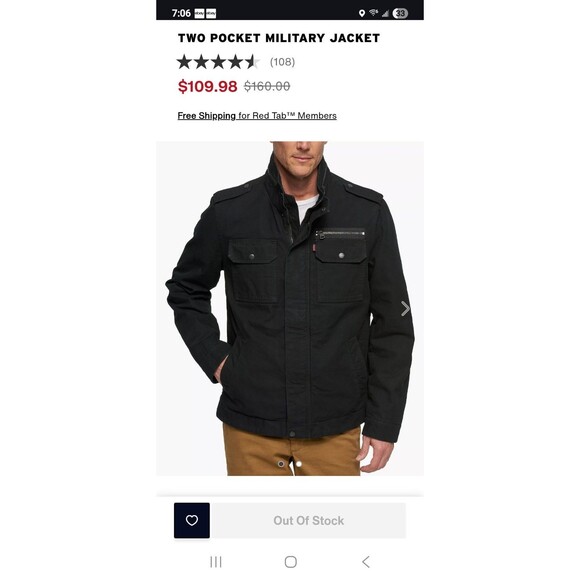 Levi’s Two Pocket Military Jacket, Men’s Sz Medium (MSRP $160) - Picture 1 of 10